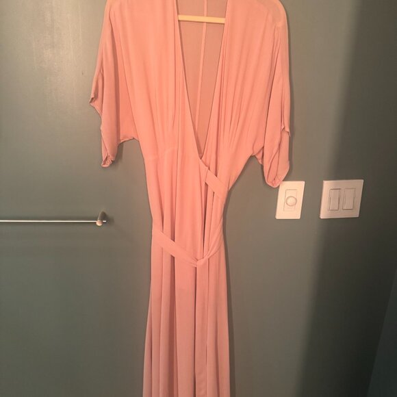Reformation Winslow Wrap V-neck - blush wedding guest dress - Picture 8 of 9
